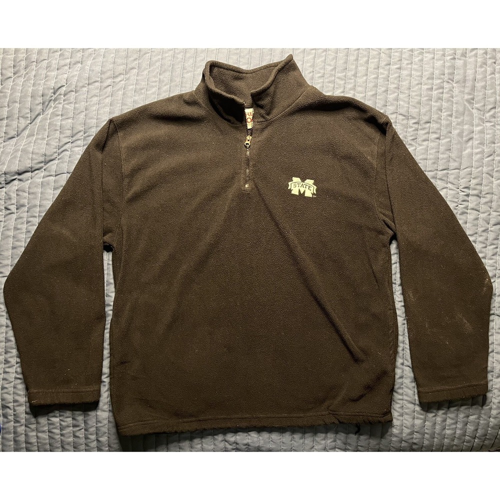 Red Oak Mississippi State Bulldogs Fleece Pullover Men's Large Black 1/4 Zip